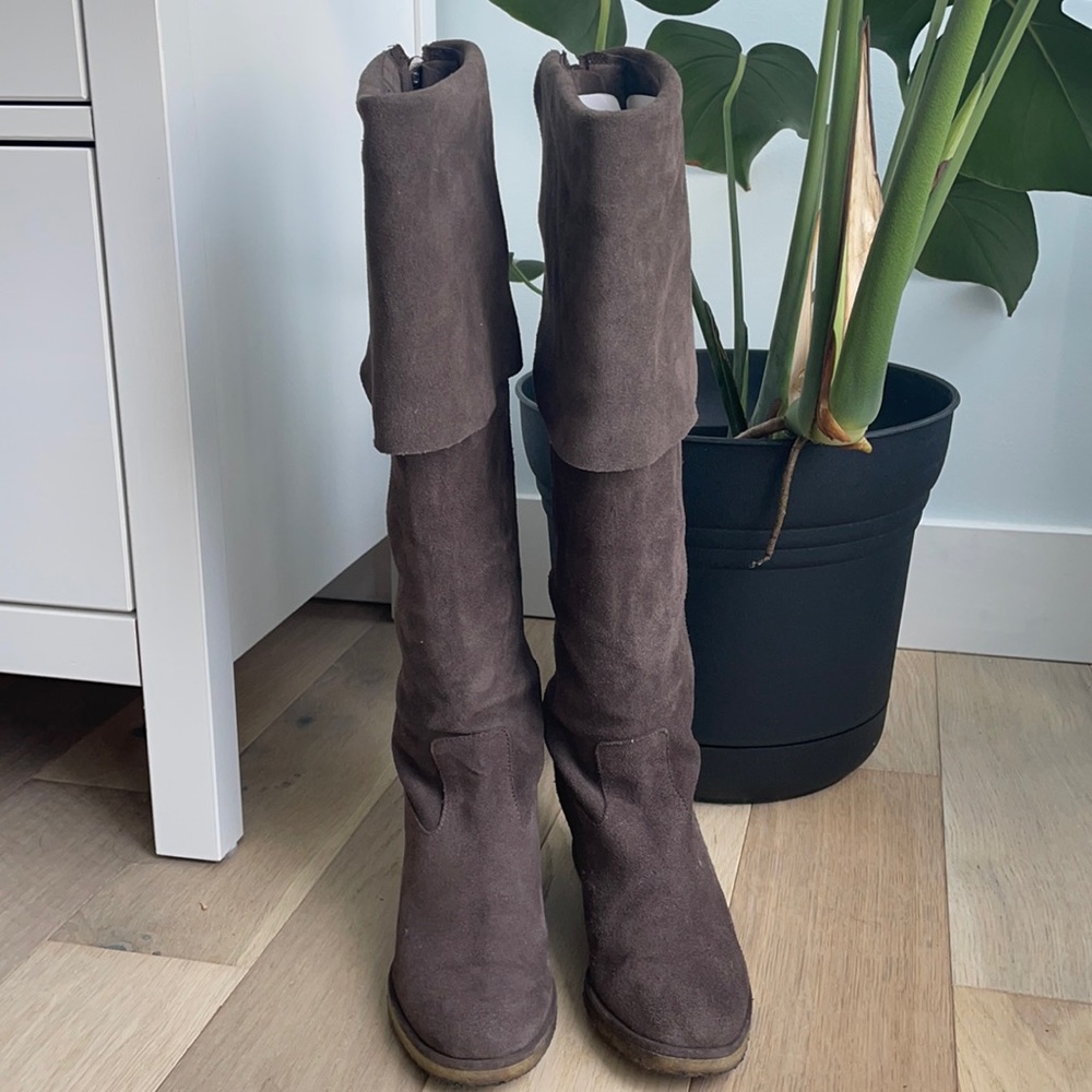 Knee high suede boots